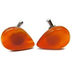 Teardrop Lucite Cufflinks Orange Hue Tux Shirt Dress Suit Vintage